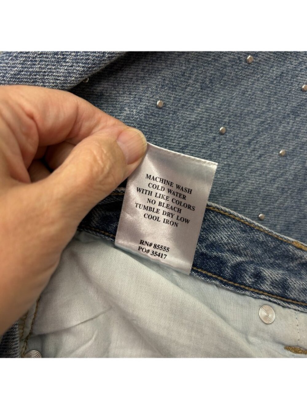 Daze Far Out High Rise Wide Leg Jeans Women's Size 27 Studded Twinkle Wash Denim - Picture 7 of 12